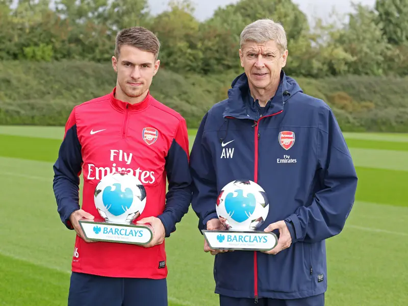 Barclays Monthly Awards Aaron Ramsey Arsene Wenger